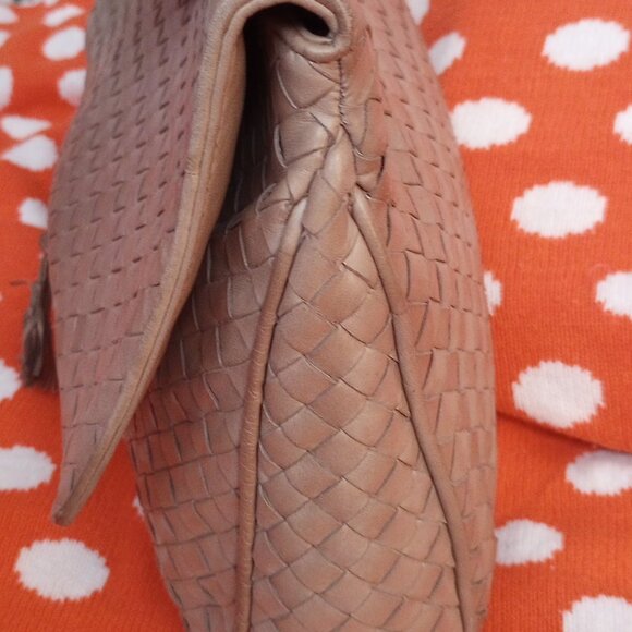 Auth Bottega Veneta Italy Intrecciato Taupe Leather Large Envelope Clutch bag - Picture 11 of 13